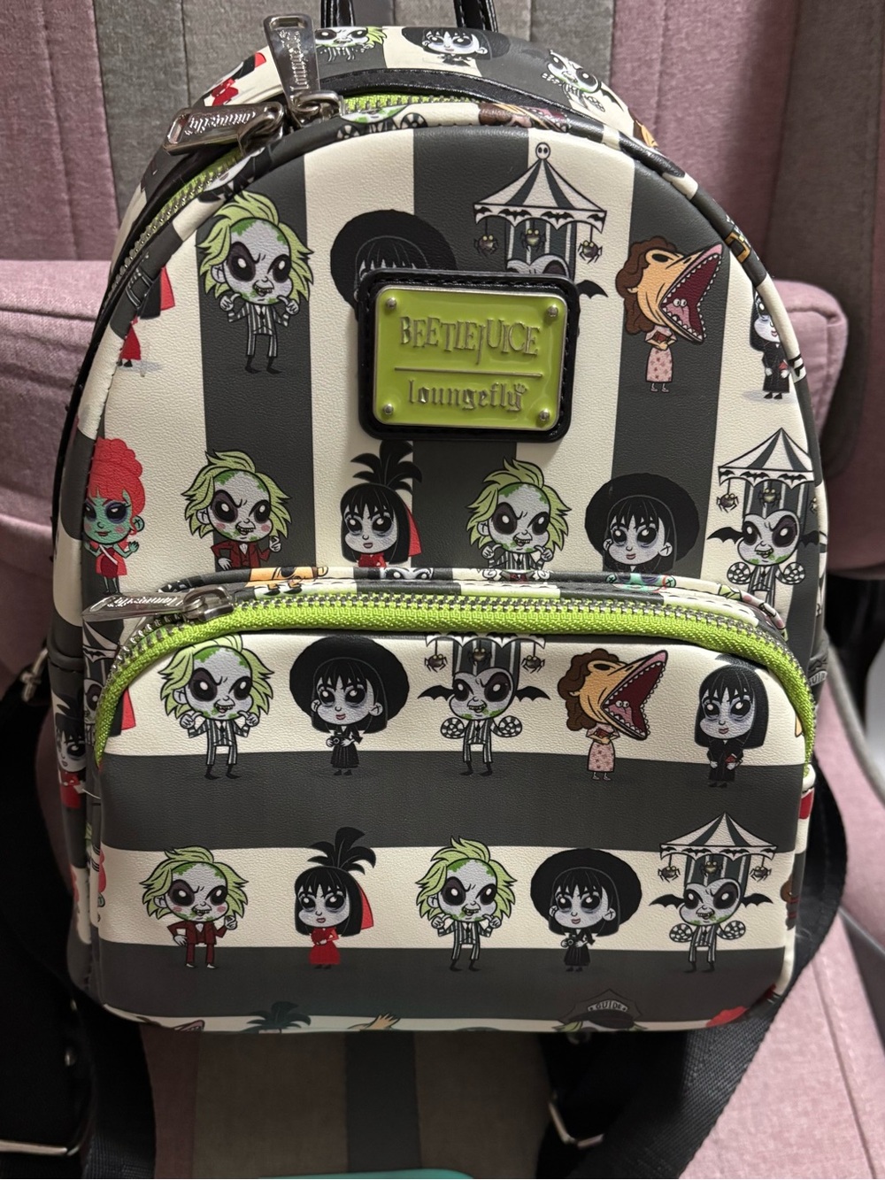 Loungefly Beetlejuice Mini Backpack - Black & White Striped